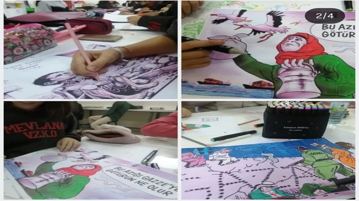 Öğrencilerden Filistin İçin Vicdan Dersi: Zulüm ve İhlaller Resme Yansıdı