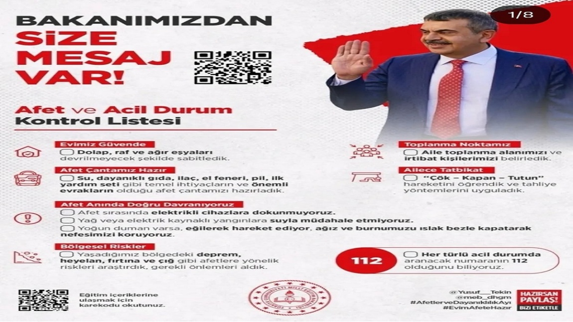 Mevlana Vali Zübeyir Kemelek Ortaokulu'ndan Veli ve Öğrencilere 
